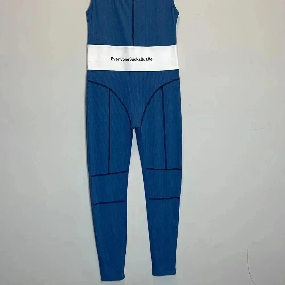Everyone sucks blue and white Jumpsuit - Picture 4 of 12